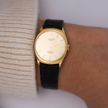 Rolex Cellini 18K Gold 4129 Manual Champagne 25mm Dial Leather Watch – Assay Jewelers