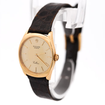 Rolex Cellini 18K Gold 4129 Manual Champagne 25mm Dial Leather Watch – Assay Jewelers