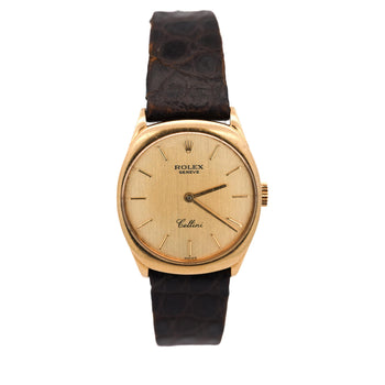Rolex Cellini 18K Gold 4129 Manual Champagne 25mm Dial Leather Watch – Assay Jewelers