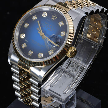 Rolex Datejust 16233 Blue Gradient Factory Diamond Dial Watch – Assay Jewelers