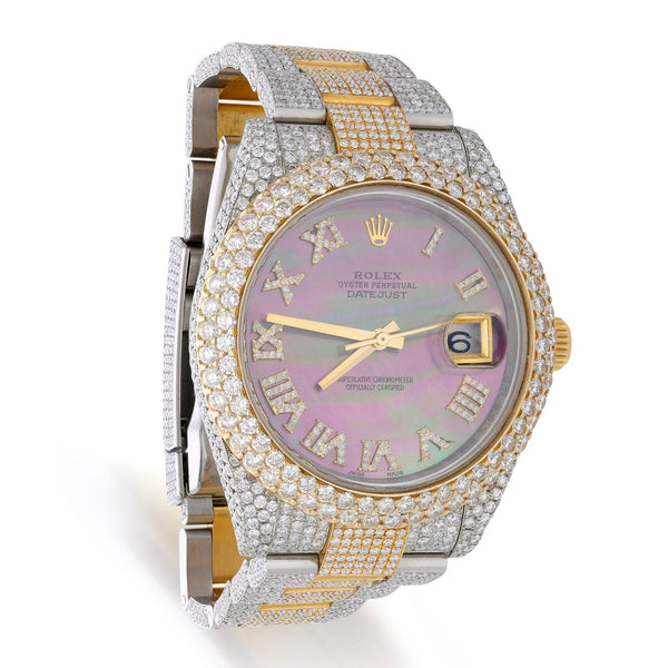 Rolex Datejust 41mm 18K Two-Tone 20 Carat Diamond Bust Down MOP Dial Iced Watch