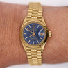 Rolex Lady DateJust 6917 Blue Dial 18K Gold President Bracelet Watch