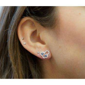 Round Cut Blue and White Diamond Butterfly Outline Stud Earrings – Assay Jewelers