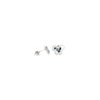 Round Cut Blue and White Diamond Butterfly Outline Stud Earrings – Assay Jewelers