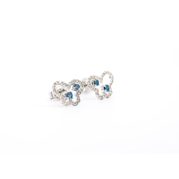 Round Cut Blue and White Diamond Butterfly Outline Stud Earrings – Assay Jewelers