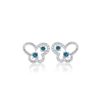 Round Cut Blue and White Diamond Butterfly Outline Stud Earrings – Assay Jewelers