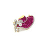 Ruby & Diamond Hat Motif 18K Yellow Gold Convertible Brooch Pin Pendant
