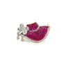 Ruby & Diamond Hat Motif 18K Yellow Gold Convertible Brooch Pin Pendant