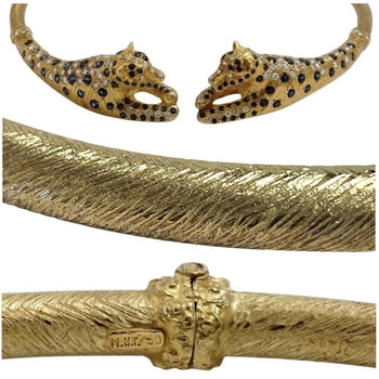 Sapphire and Diamond 18K Gold Leopard Motif Choker Necklace – Assay Jewelers