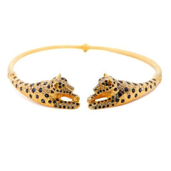 Sapphire and Diamond 18K Gold Leopard Motif Choker Necklace – Assay Jewelers
