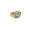 Signet Style Natural Round Diamond Cluster Mens Ring in 18k Gold