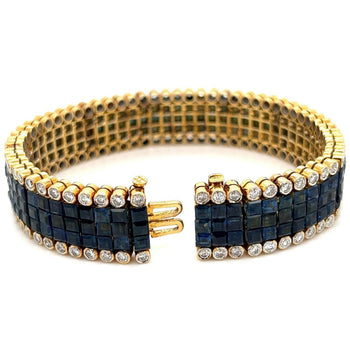 Square Cut Blue Sapphire and Diamond Cluster Tennis Bracelet – Assay Jewelers