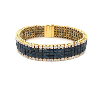 Square Cut Blue Sapphire and Diamond Cluster Tennis Bracelet – Assay Jewelers