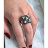 Starlit Night Black and White Diamond Cluster Ring in 18K White Gold