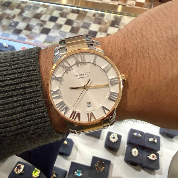 Tiffany & Co Atlas T1115 42mm Automatic 18K Rose Gold Steel 2 Tone Watch