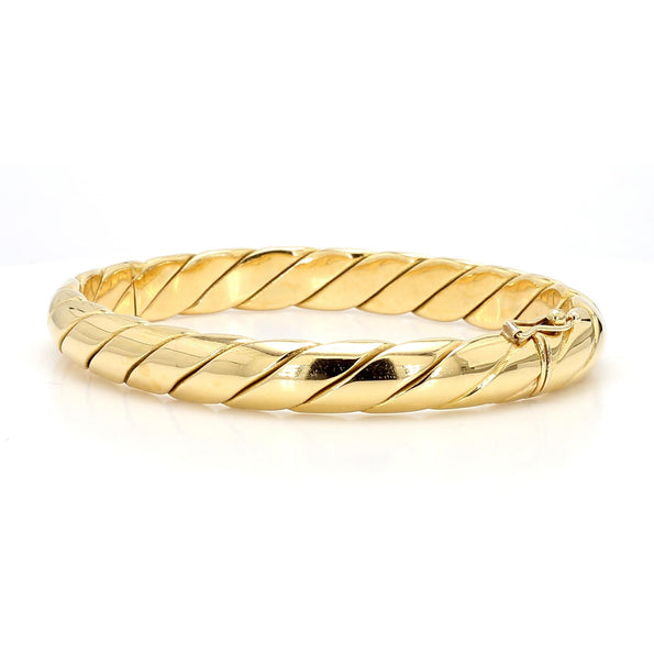 Tiffany & Co. 18K Gold Braided Twisted Rope Hinged Bangle Bracelet