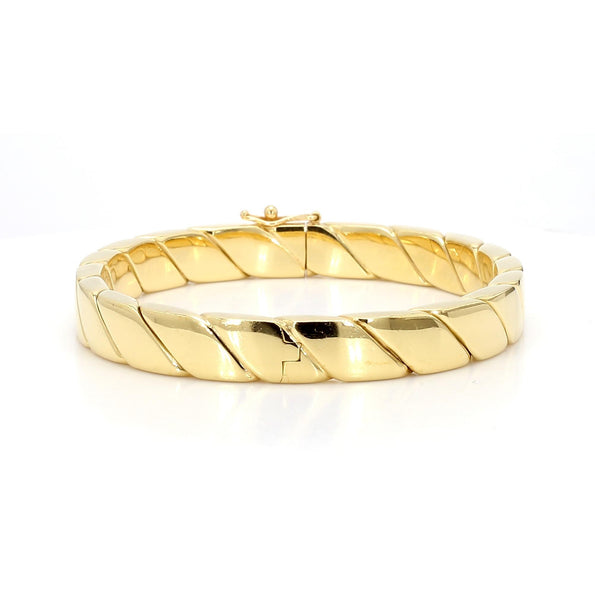 Tiffany & Co. 18K Gold Twisted Rope Flat Hinged Bangle Bracelet