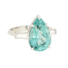 Tiffany & Co. 6.5 Carat Pear Cut Green-Blue Tourmaline and Diamond Platinum Ring