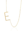 Tilted Initial 14K Gold Pendant Cable Chain Necklace