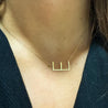 Tilted Initial 14K Gold Pendant Cable Chain Necklace