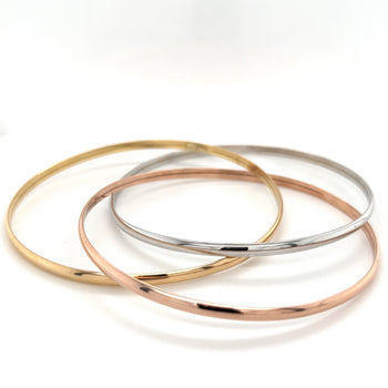 Tri-Color Interlocking Bangle in 18k White, Rose, and Yellow Gold – Assay Jewelers
