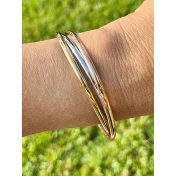 Tri-Color Interlocking Bangle in 18k White, Rose, and Yellow Gold – Assay Jewelers