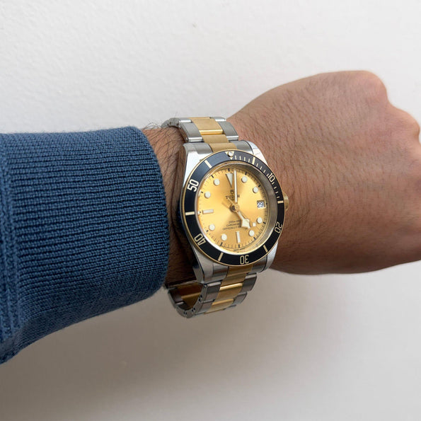 Tudor Black Bay S&G Two-Tone Champagne Dial Automatic Diver Watch Full Set