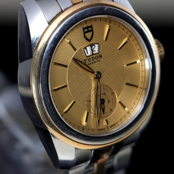 Tudor Glamour Double Date 57003 42mm Two Tone Steel Gold Champagne Dial Watch – Assay Jewelers