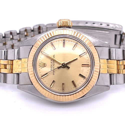 Two Tone Ladies Rolex Ref. 6619 25mm Dial Oyster Perpetual Watch