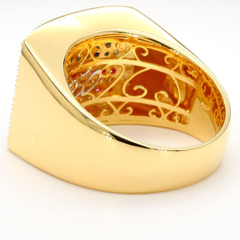 USA Flag Ruby Sapphire Diamond Pave 14K Gold Men Signet Statement Ring – Assay Jewelers