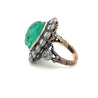 Victorian Era 15 Carat Carved Emerald Beetle Antique Diamond Halo Ring