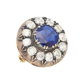 Victorian Era 3.82 Carat No Heat Sapphire and Diamond GRS Certified Brooch – Assay Jewelers