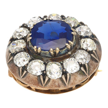 Victorian Era 3.82 Carat No Heat Sapphire and Diamond GRS Certified Brooch – Assay Jewelers