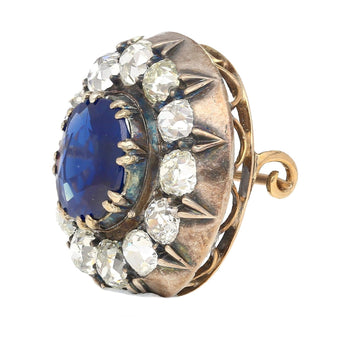 Victorian Era 3.82 Carat No Heat Sapphire and Diamond GRS Certified Brooch – Assay Jewelers