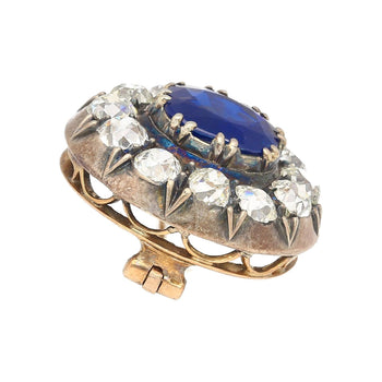 Victorian Era 3.82 Carat No Heat Sapphire and Diamond GRS Certified Brooch – Assay Jewelers