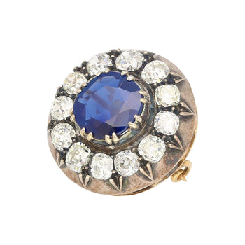 Victorian Era 3.82 Carat No Heat Sapphire and Diamond GRS Certified Brooch – Assay Jewelers
