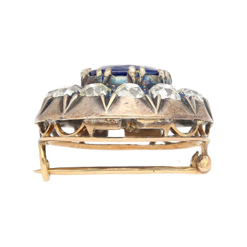 Victorian Era 3.82 Carat No Heat Sapphire and Diamond GRS Certified Brooch – Assay Jewelers