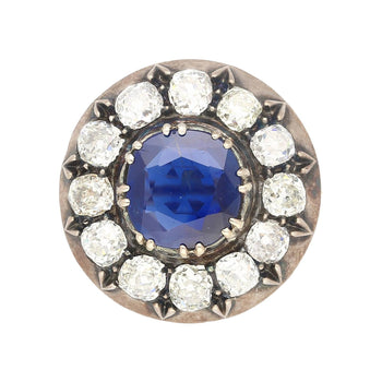 Victorian Era 3.82 Carat No Heat Sapphire and Diamond GRS Certified Brooch – Assay Jewelers