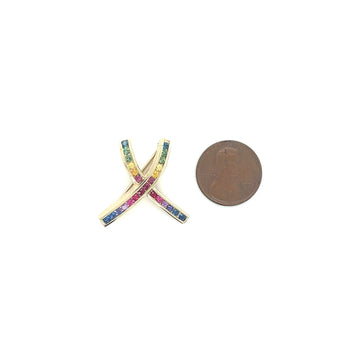 Vintage 1 CTTW X Shape Multi Color Progress Pride Rainbow Sapphire Pin – Assay Jewelers