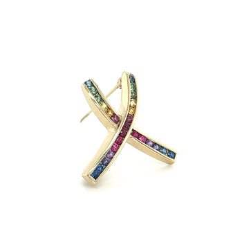 Vintage 1 CTTW X Shape Multi Color Progress Pride Rainbow Sapphire Pin – Assay Jewelers