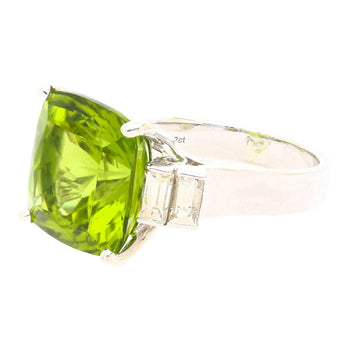 Vintage 14.11 Carat Peridot and Baguette Cut Diamond in 18K White Gold Ring – Assay Jewelers