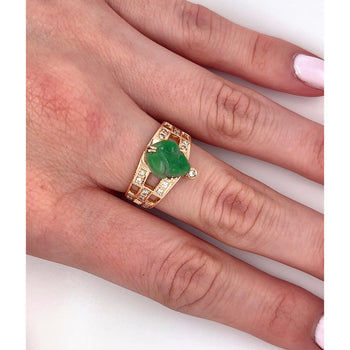 Vintage 18K Rose Gold Jadeite Jade Carved Frog Open Shank Ring – Assay Jewelers