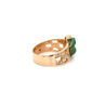 Vintage 18K Rose Gold Jadeite Jade Carved Frog Open Shank Ring with Diamond Side Stones