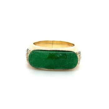 Vintage 18K Yellow Gold Horizontal Bezel Set Jadeite Jade Ring – Assay Jewelers