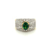 Anciens Bague ovale de 1,50 carat en tsavorite verte et diamants en grappe