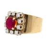 Vintage 1.54 Carat Cushion Cut Ruby in 14K Yellow Gold Wide Band