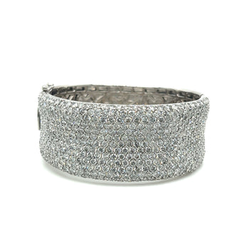 Vintage 20.40 CTW Round Cut Diamond Encrusted 14K White Gold Bangle Bracelet – Assay Jewelers