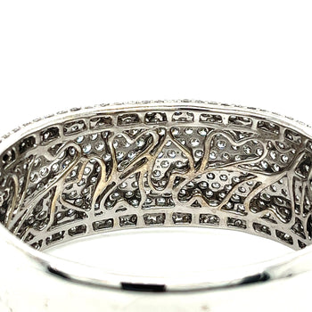 Vintage 20.40 CTW Round Cut Diamond Encrusted 14K White Gold Bangle Bracelet – Assay Jewelers