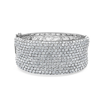 Vintage 20.40 CTW Round Cut Diamond Encrusted 14K White Gold Bangle Bracelet – Assay Jewelers