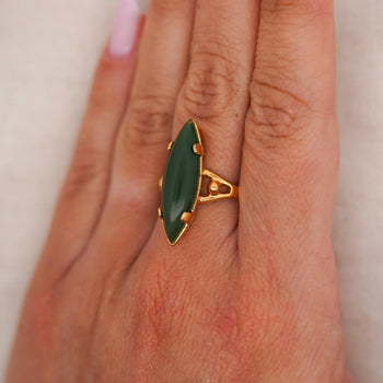 Vintage 25mm Green Nephrite Jade 18K Gold Cocktail Statement Ring – Assay Jewelers